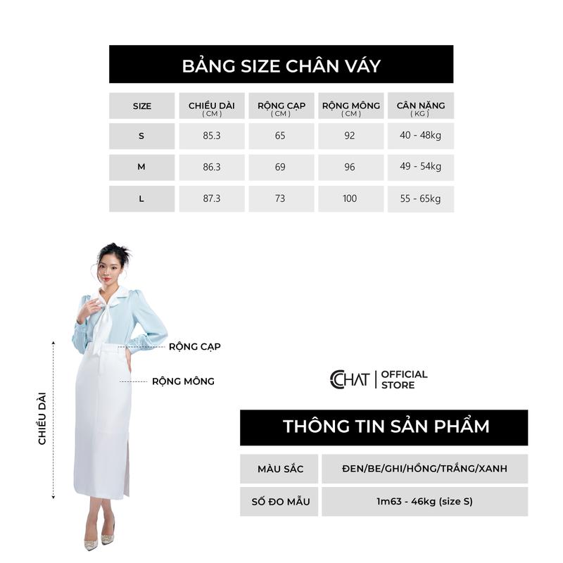 Product Introduction of Chân Váy Nữ CCHAT TTMS Dáng Xẻ 1 Bên Chất Tuytsi 13CDS2022AT 0