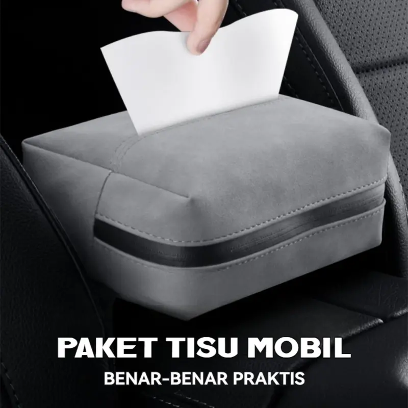 Tempat Tissue Mobil Kulit 3in1 Headrest Armrest Visor Premium Kotak Tisu Mobil 6