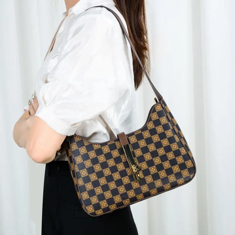 COD | XYM 【Koleksi Tas Kotak-Kotak 2025】Coklat & Khaki, 4 Model Tas (Selempang, Handheld, & Selempang Panjang)! Kapasitas Besar untuk Wanita Karir & Elegan Cewek keiko shoulder bag 2