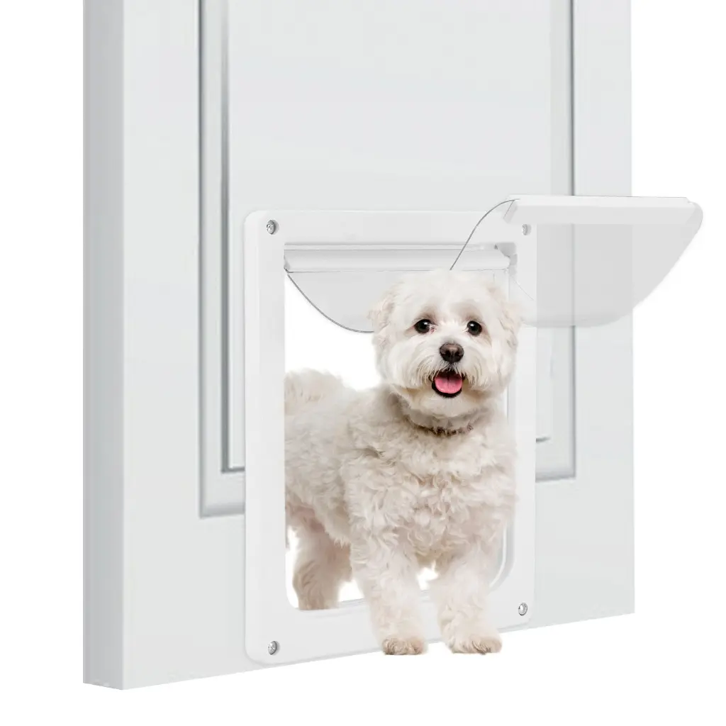 Removable Panel Lockable Dog Cats Door Security Flap Door Plastic Animal Small Pet Dog Gate Door for Gate Window