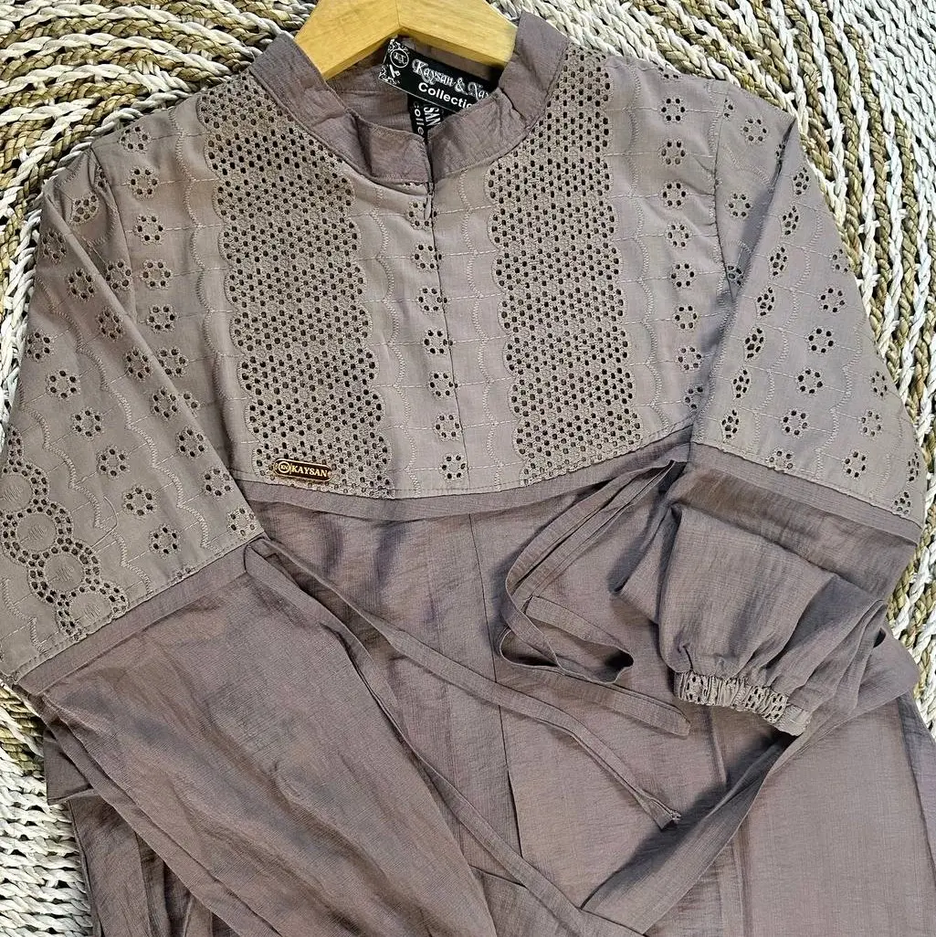 Gamis Dewasa Polo Linen Bordir Baju Lebaran