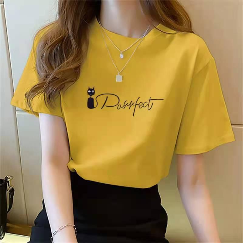 Product Introduction of Áo Thun Mùa Hè, Màu Vàng, ngắn Tay, Chất Liệu Lụa Sữa, Dáng Rộng Vừa Vặn, Dài Trung Bình Áo Tay Lửng Áo, Dành Cho Nữ, Hàng Mới Về, Áo Lớp Nền 18