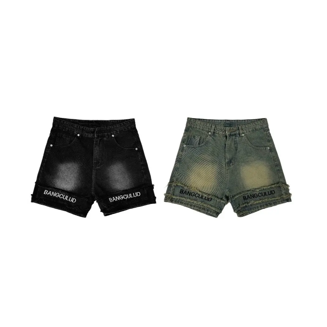 QUẦN SHORT JEAN THÊU CHỮ - 2 MÀU ĐEN, RÊU - ĐỊNH LƯỢNG VẢI 360GSM Có Túi