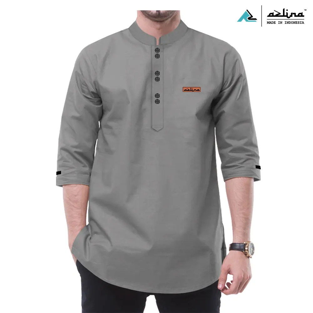 Baju Koko Pria Dewasa Bahan Katun Madinah  Terbaru 2023 Kurta Muslim Pria Azlina Formal Nyaman Simple Pendek Panjang