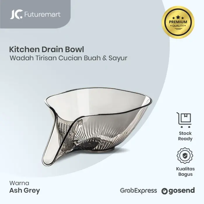 DISKON!!!!!! Wadah Tirisan Saringan Keranjang Cucian Buah Sayur Drain Bowl TRS-23 - Ash Grey