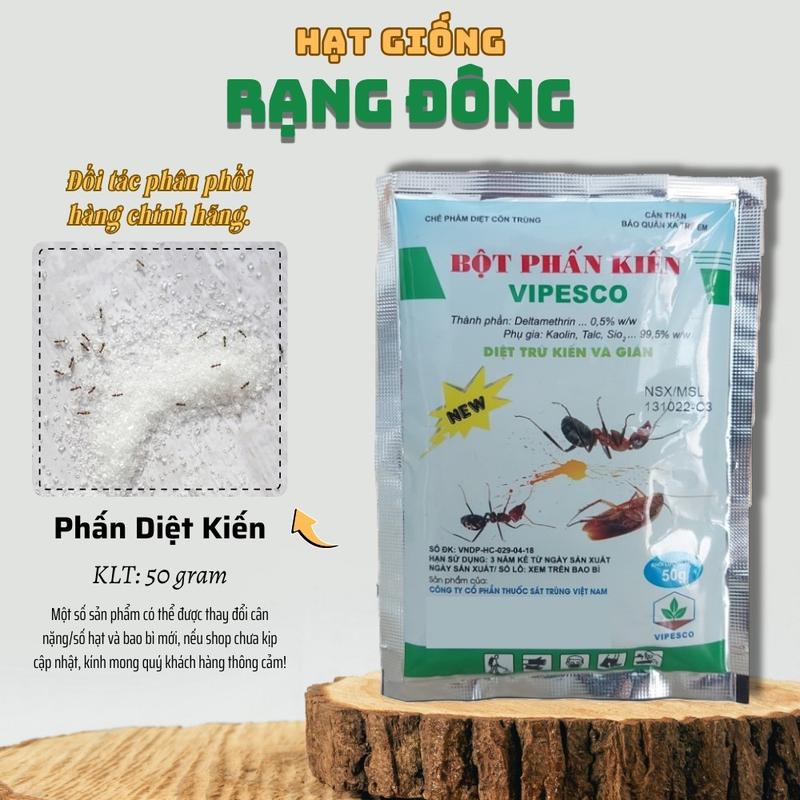  Phấn Diệt Kiến Gián Vipesco  gói 50 gr  Bột Trừ Kiến Tận Gốc Hiệu Quả Nhanh - Hạt giống Rạng Đông 