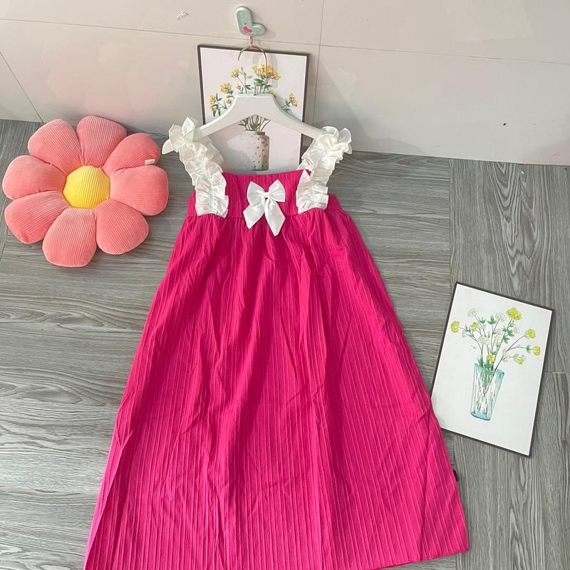 (40-70kg) BIGSIZE Đầm Xốp Gân Dây Nhún, Đính Nơ Xinh, Dáng Xuông, Dành Cho Nữ