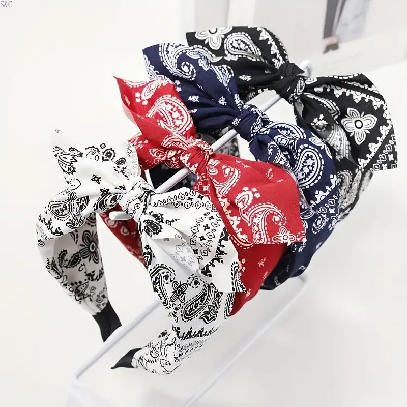 Streamlined Charms 4pcs Bohemian Women's Headband Set, Soft Fabric With Non-Slip Knotted Bow, Perfect For Outdoors, Graduations, Thanksgiving, Ramadan & Birthdays. Vibrant, Comfortable Gift Headbands.