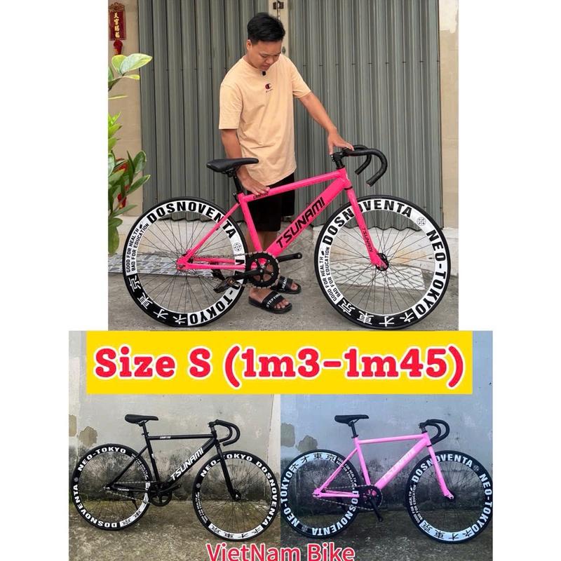 Xe đạp thể thao fixed gear và single dán vành tokyo size nhỏ ( 1.3m-1.45 m chạy đẹp) ( kèm strap và dụng cụ lắp ráp) Sports