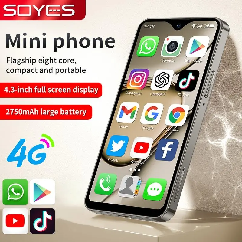 SOYES XS18 Pro Max 4.3" Global 4G Mini Smartphone Android10.0 With 2750mAh Battery Facial Recognition GPS OTG Small Mobile Phone