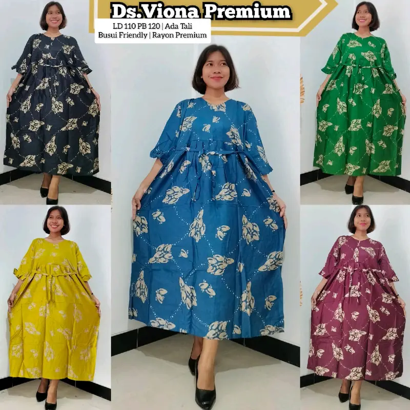 daster viona lengan 3/4 bahan rotari busui friendly Zipper depan 7