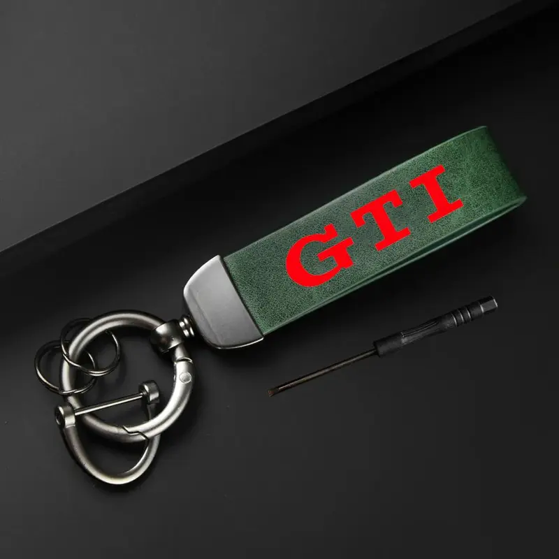 Car Keychain, PU Leather Car Keychain, Simple Design Car Interior Decoration Accessories for VW GTI Badge Golf 3 4 5 6 7 8 MK3 MK4 MK5 MK7 MK8 Rline GTE 3