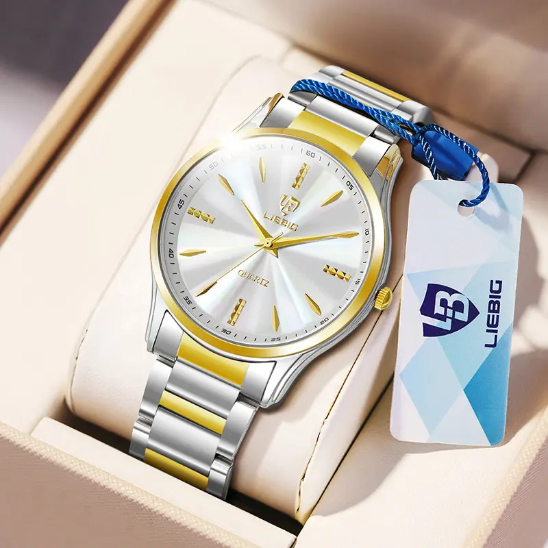 Jam Tangan Analog Pasangan Silver Gold 8