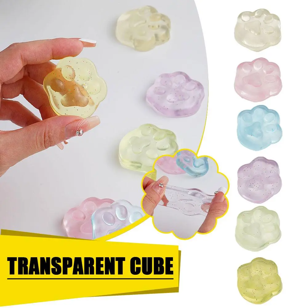 Fidget Toys Mini Squishy Toys Mochi Ice Block Stress Transparent Squeeze Cat Stress Kawaii Cube I7H9