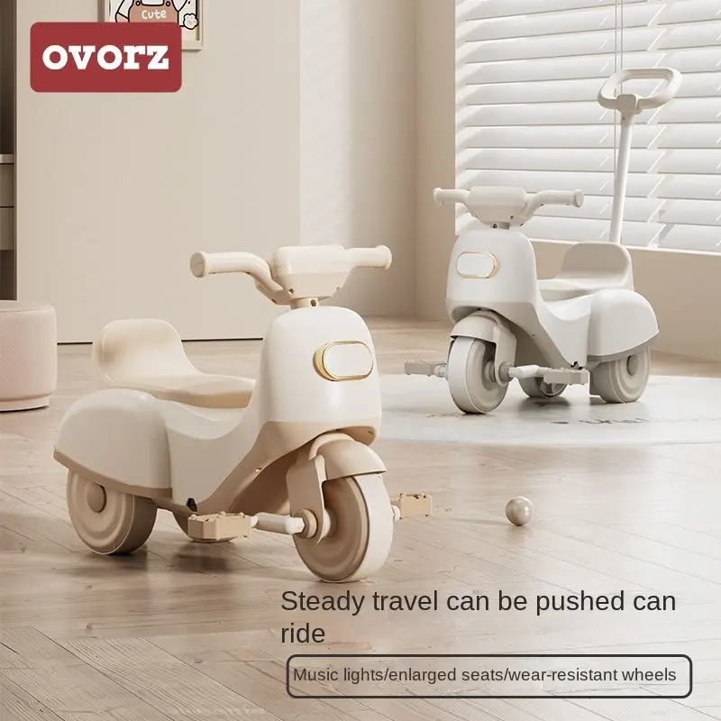 Xe Ba Bánh Trẻ Em, Ovorz, Thích Hợp Cho Bé 1-3 Tuổi, Xe Tay Ga Có Bàn Đạp, Có Nhạc Và Âm Nhạc Nhẹ, Có Thể Ngồi Cho Bé, Xe Đồ Chơi Yo