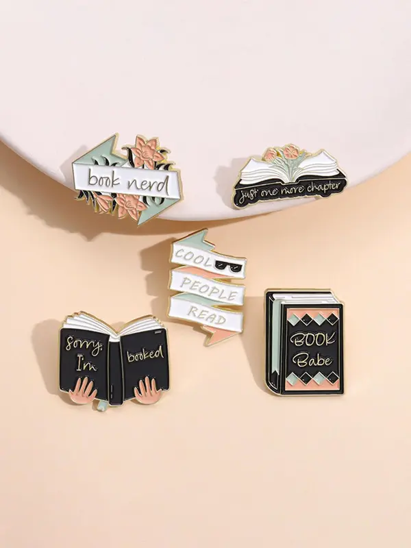 Creative Book Design Brooch, Cute Geometric Book Design Brooch, Fashion Accessories for Women & Men, Creative Gift for Students 3