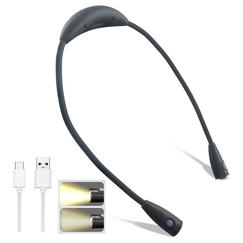 Product Introduction of Rechargeable LED Neck Reading Light, Portable Adjustable Brightness Neck Light with Soft Silicone Arm, Long Endurance Neck Light for Reading, Handmade 5
