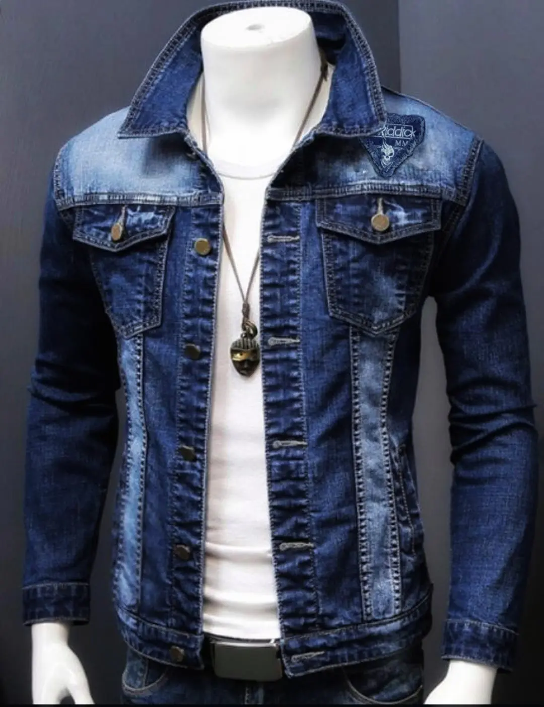 Jaket Jeans Denim New Fashion, Jaket Jeans Bordir, Jaket Jeans Full Bordir, Jaket Pria.