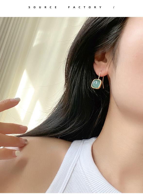 Product Introduction of New Square Mori Style Resin Earrings Women's Elegant Fresh High-Grade Hong Kong Style Eardrop Earring Accessories 6
