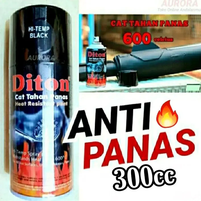 (JAWA) Cat Pilok Diton Hitemp Black BESAR 300ml Hitam Doff Anti Panas Knalpot Mesin