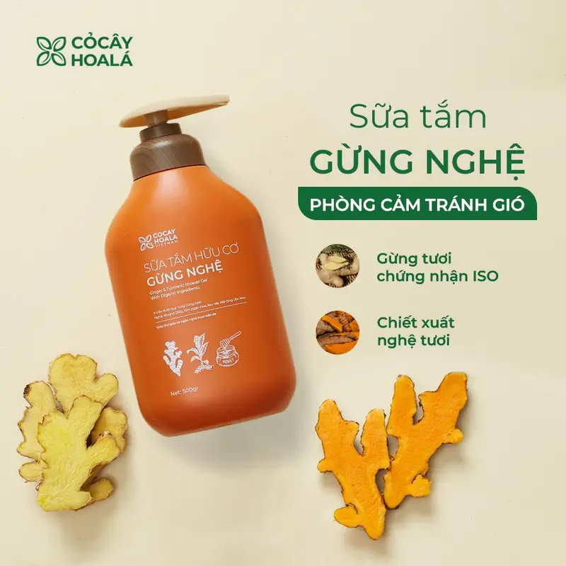 Sữa Tắm  Hữu Cơ Thảo Gừng Nghệ Cỏ Cây Hoa Lá Sữa Tắm Cho Bà Bầu Và Mẹ Sau Sinh Chai 500gr 5