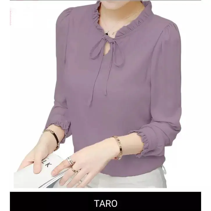 Blouse Shakila Wanita Style Korea / Atasan Wanita Tali Kerut Polos