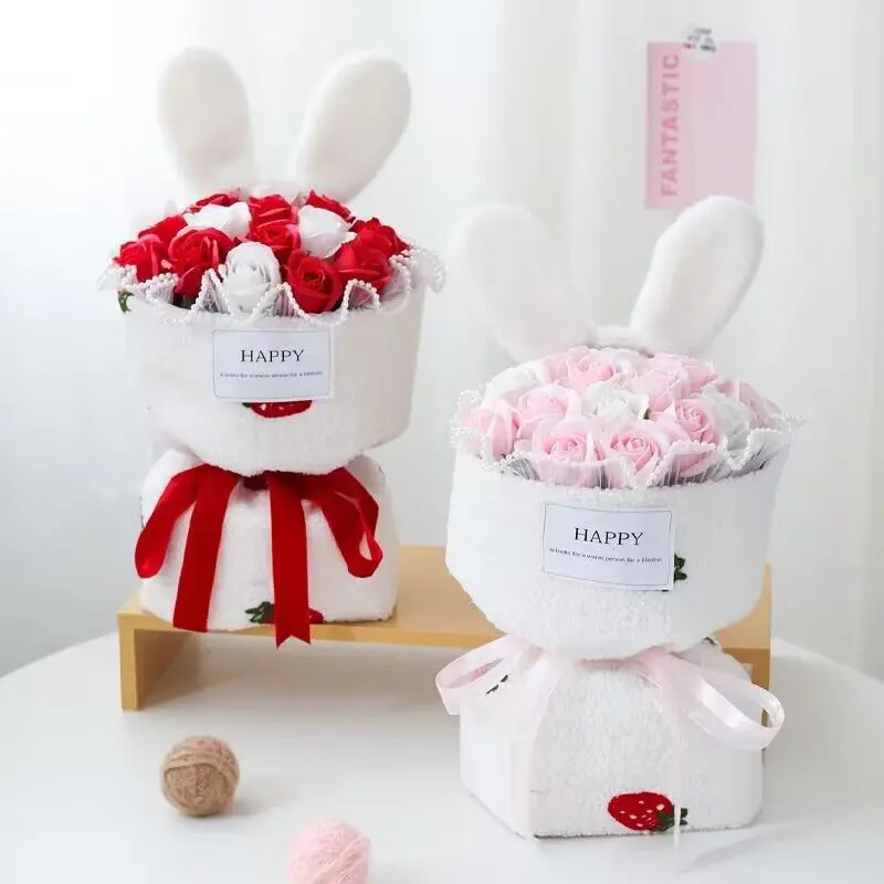 Bó hoa sáp tai thỏ  siêu dễ thương. quà tặng người yêu . quà tặng sinh nhật ngày lễ...valentine, 8/3 2