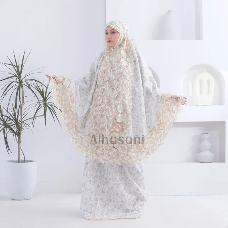 Mukena Dewasa Katun Super Foil Renda Mewah Muslim Motif Rayon Wanita Mukenah Cantik 5