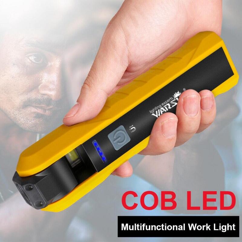 Lampu Suluh LED Mudah Alih, 600LM, Boleh Dicas Semula, Lampu Kerja, Dengan Magnet, Lampu COB, Lampu Suluh Kereta, Lampu Amaran, Cangkuk Boleh Putar, Penunjuk Bateri, Lampu Mekanikal Magnetik 1