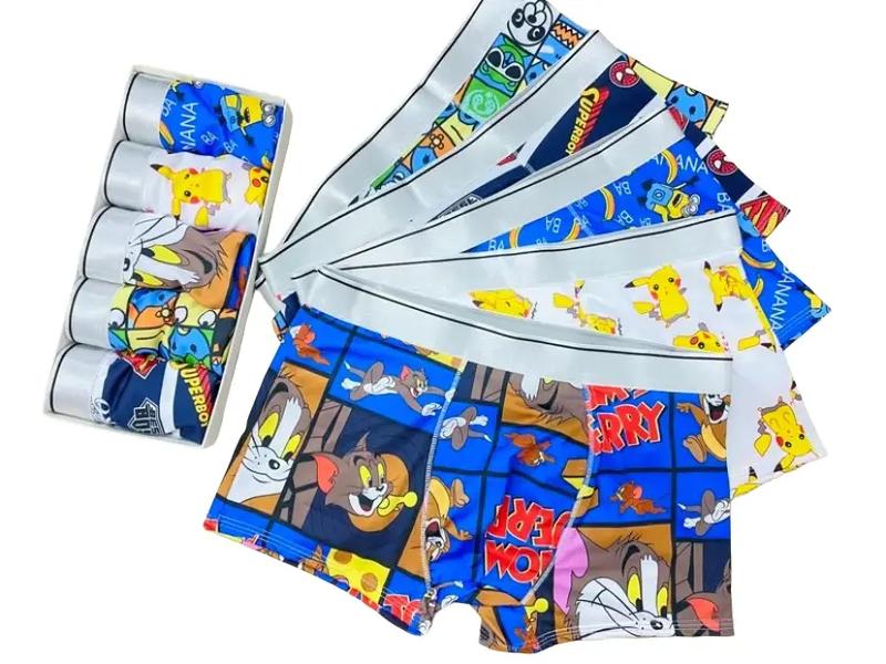 Combo 5 chiếc quần lót nam nhân vật hoạt hình Hàng loại 1 chất thun lạnh quần sịp xì đùi nam co dãn thoáng mát kháng khuẩn Quần Boxer Boxer Menswear trunks cute đồ lót