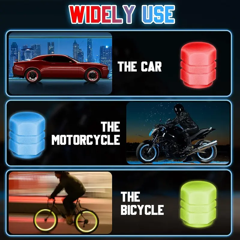 Tutup Pentil Ban Mobil Motor Neon Luminous Valve Cap Glowing 4 pcs 3