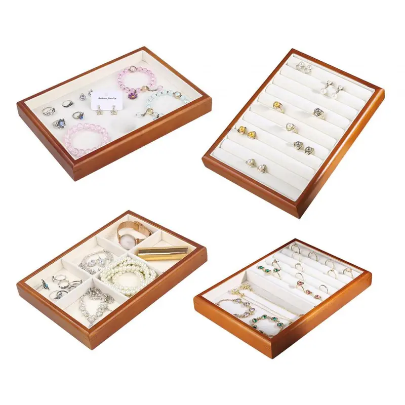 Hộp đựng đồ trang sức, chất liệu gỗ, cho đồng Đồng Hồ và trưng bày đồ trang sức, thích hợp làm quà tặng cho phụ nữ, có giá đỡ Nhẫn, đinh tán và bông tai, khay Sắp Xếp bông tai cửa hàng 3