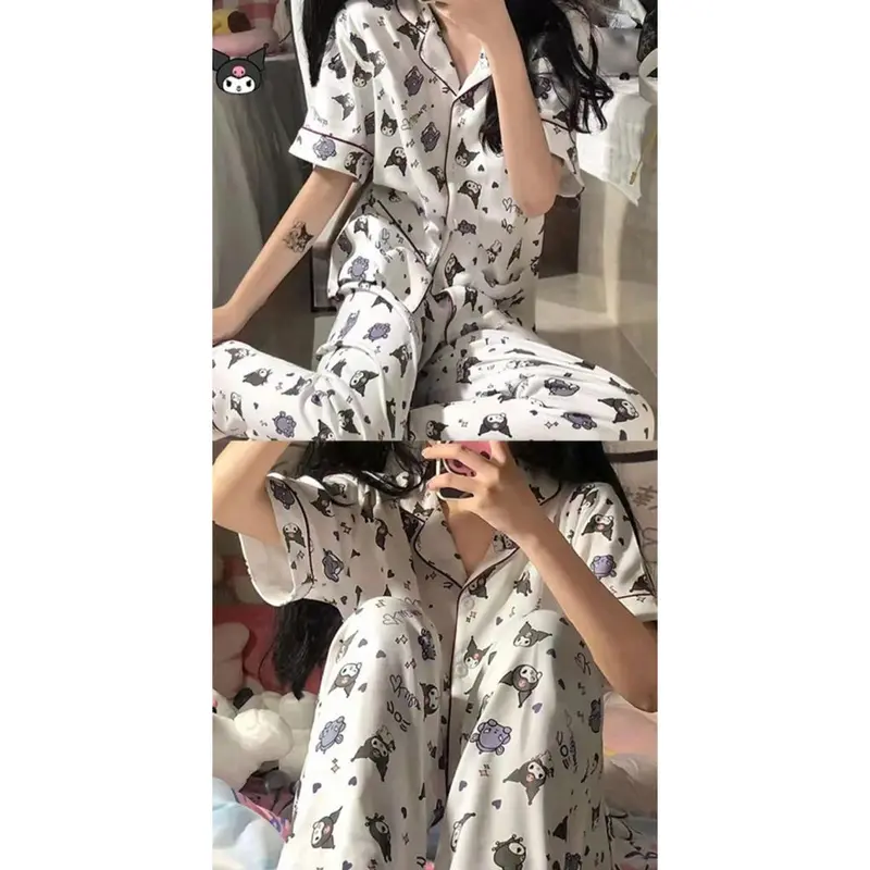 ECHO B23 - BAJU TIDUR PIYAMA SET KEMEJA CP LENGAN PENDEK CELANA PANJANG IMPORT PIYAMA KEMEJA BAJU TIDUR WANITA 1