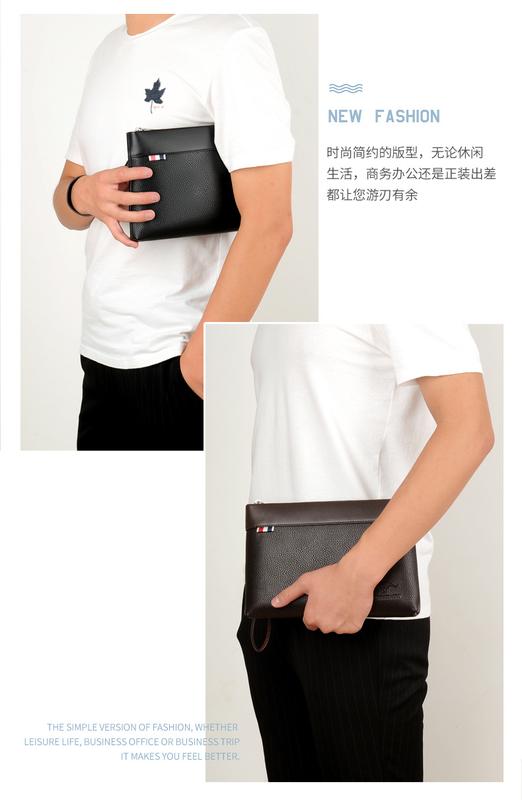 Product Introduction of Kangaroo Men's Handbag Fashionable Casual Large Capacity Clutch Male Clutch Male Clutch Soft Leather Envelope Bag Men's Bag 16