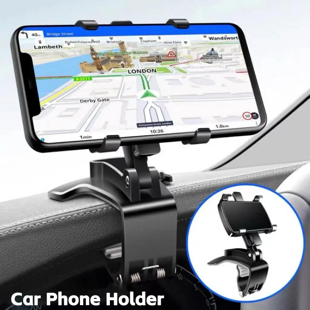 Car Phone Holder for Dashboard & Rearview Mirror, Multifunctional Rotatable Car Phone Holder, Universal Car Interior Phone Navigation Holder