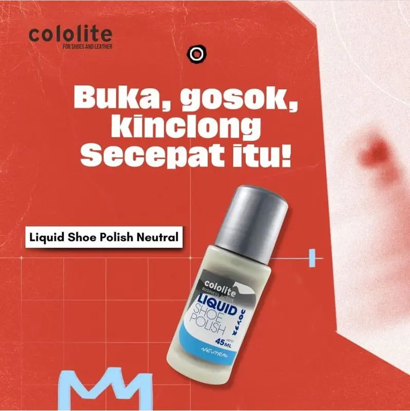 COLOLITE LIQUID SHOE POLISH Semir Sepatu Cair Kulit Praktik Mengkilap Sepatu Hitam Coklat Putih Netral Pria Wanita 45ml 1