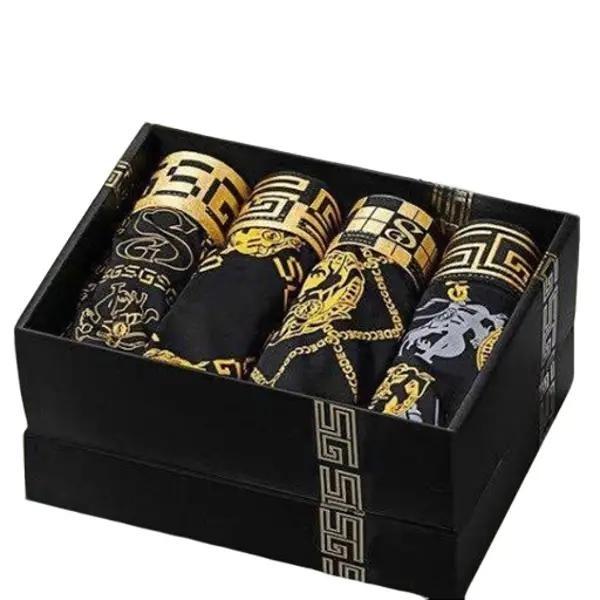 Hộp 4 sịp nam chất liệu thun lạnh quần lót nam hoàng gia cạp chun bản to không hằn lớp lót thông hơi khô thoáng.