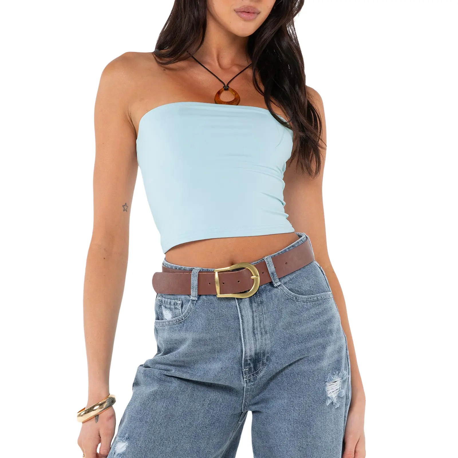 Women Tube Top, Strapless Backless Solid Slim Fit Summer Ladies Vest for Club Party