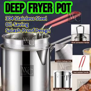 Periuk Goreng Dalam Keluli Tahan Karat 304 Stainless Steelm Bakul Pelbagai Fungsi Jimat Minyak Bahan Gred Tinggi Deep Fryer Pot