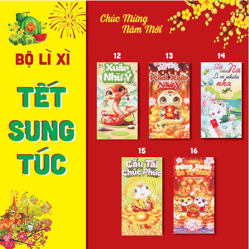 Combo 100 Lì Xì Truyền Thống Tết 2025 - Lì Xì Tân Niên 2025 Độc Đáo  ( Mẫu như hình )