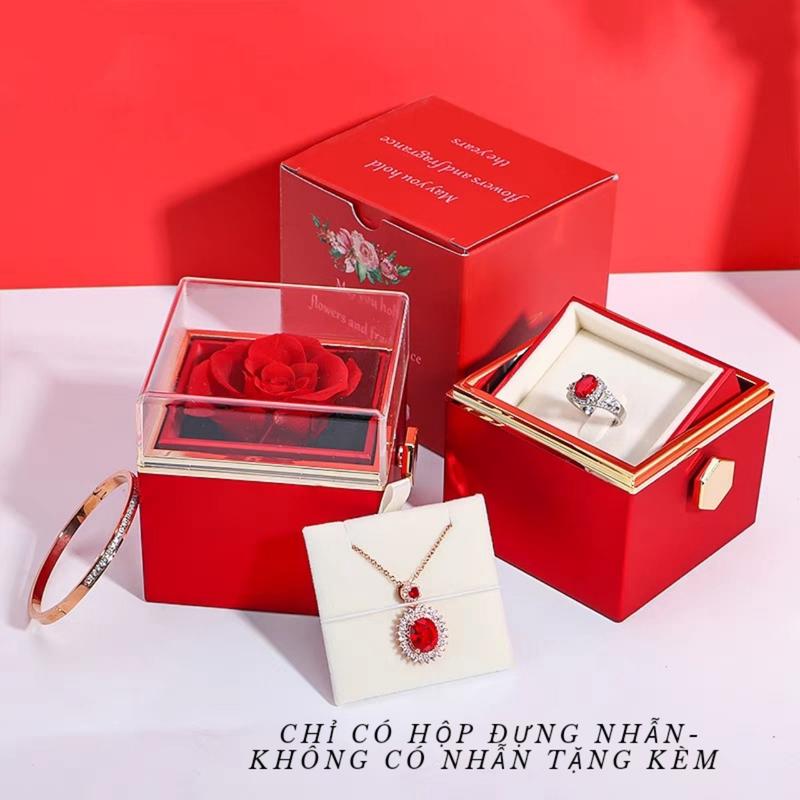 Hộp đựng nhẫn hoa hồng xoay quà tặng KHÔNG KÈM NHẪN