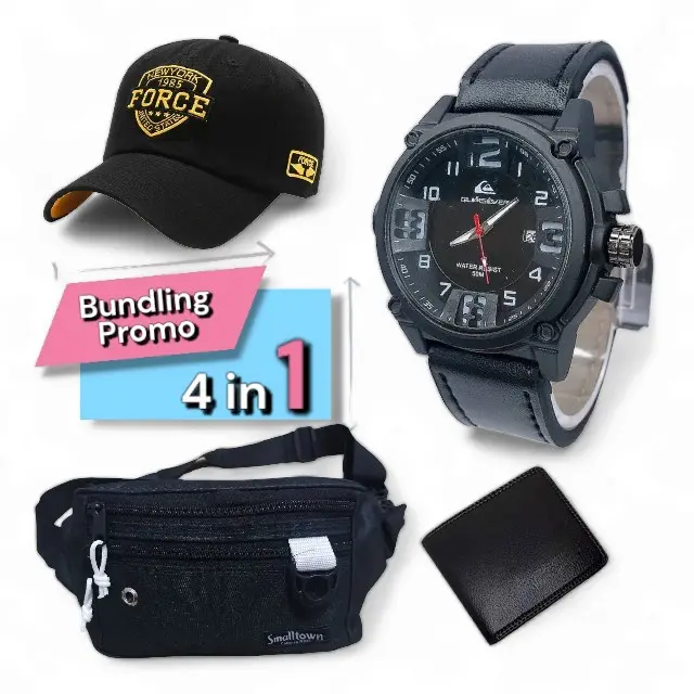 JAM ANALOG TANGGAL 1 PAKET ISI 4 PRODUK JAM ANALOG PRIA TANGGAL BESERTA 3 PRODUK LAINNYA JAM ANALOG PRIA PAKAI TANGGAL Analog Kulit