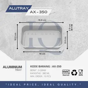 ALUMINIUM MODEL CUP AX-350 - WADAH ALUMINIUM FOIL AX 350 + TUTUP ALUMINIUM PER 10 PCS Loyang
