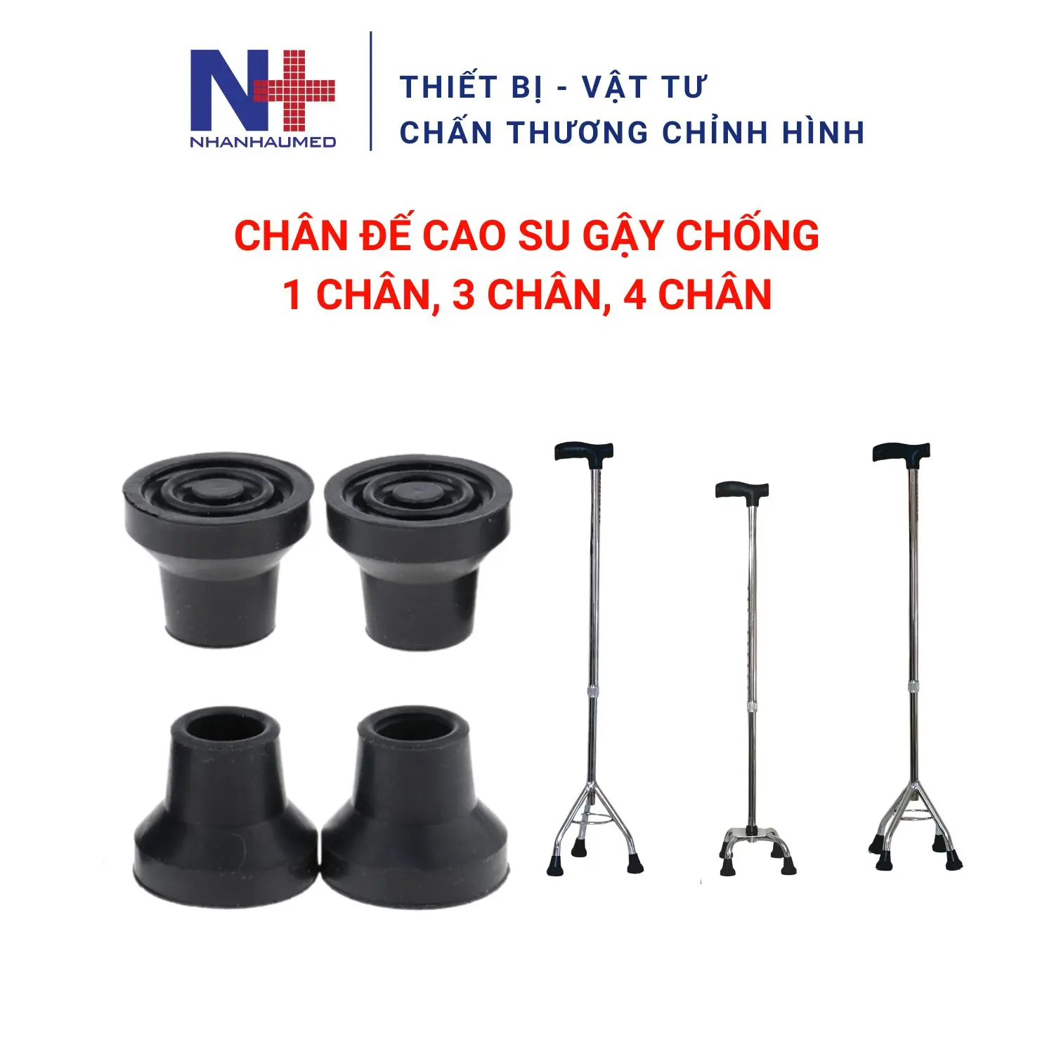 1 Đế Cao Su Chân Gậy 1 Chân 3 Chân 4 Chân, Cục Đế Cao Su Thay Thế Đế Gậy Mòn Màu Đen Chống Trơn Trượt