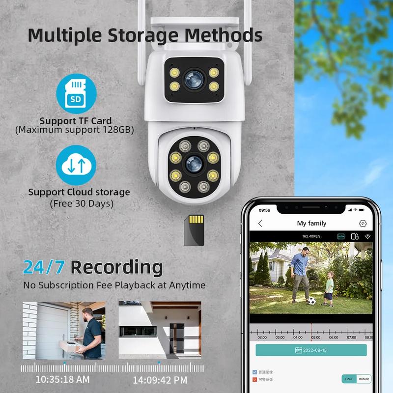 Product Introduction of 4K 8MP PTZ WIFI Camera,Dual Lens Dual Screen IP Camera,4MP HD Auto Tracking Outdoor CCTV Protection Surveillance,App:EseeCloud 30