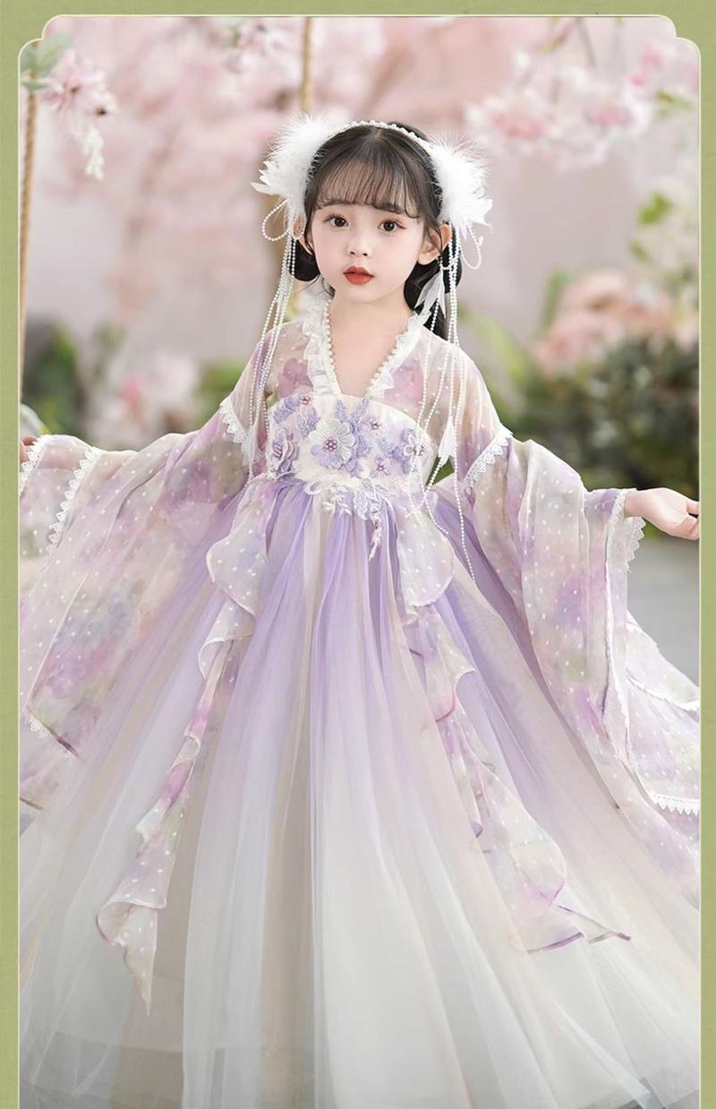 Product Introduction of Váy Trang Phục Trung Quốc Phong Cách Hanfu, Cô Gái Hoa Thần, Siêu Thanh Lịch, Váy Áo Khoác Và Váy Trẻ Em Phong Cách Cổ Trang Thích Hợp Cho Mùa Hè, Mỏng, Cho Bé Gái 17