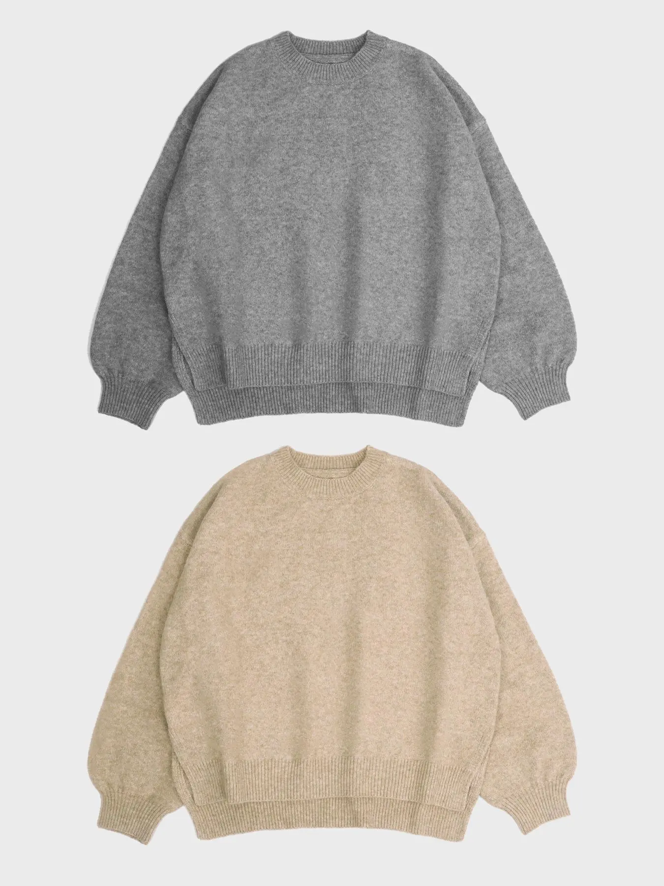 Women's Solid Drop Shoulder Split Hem Sweater, Casual Long Sleeve Round Neck Jumper for Fall & Winter, Women's Knitwear for Daily Wear, Jumpers for Women