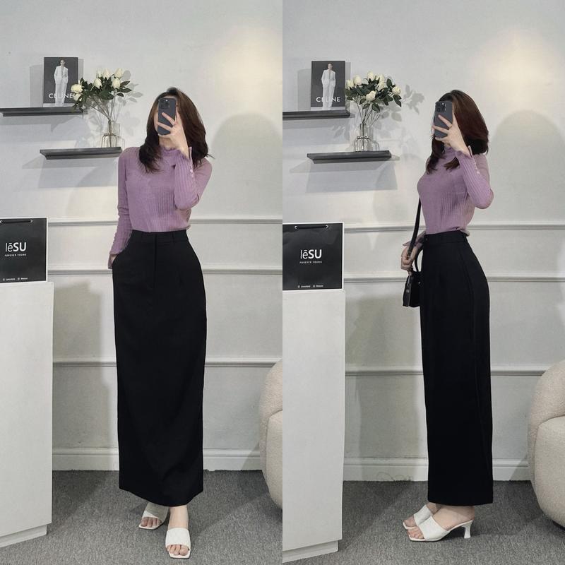 Chân váy tây maxi xẻ sau cài khuy LE.SU 2