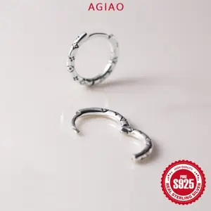 AGIAO Anting Hoop Wanita Perak 925 Cetakan Vintage