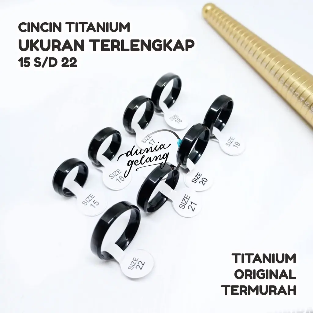 Cincin Titanium 316L Kotak Hitam Silver Gold Anti Karat Anti Luntur G11
